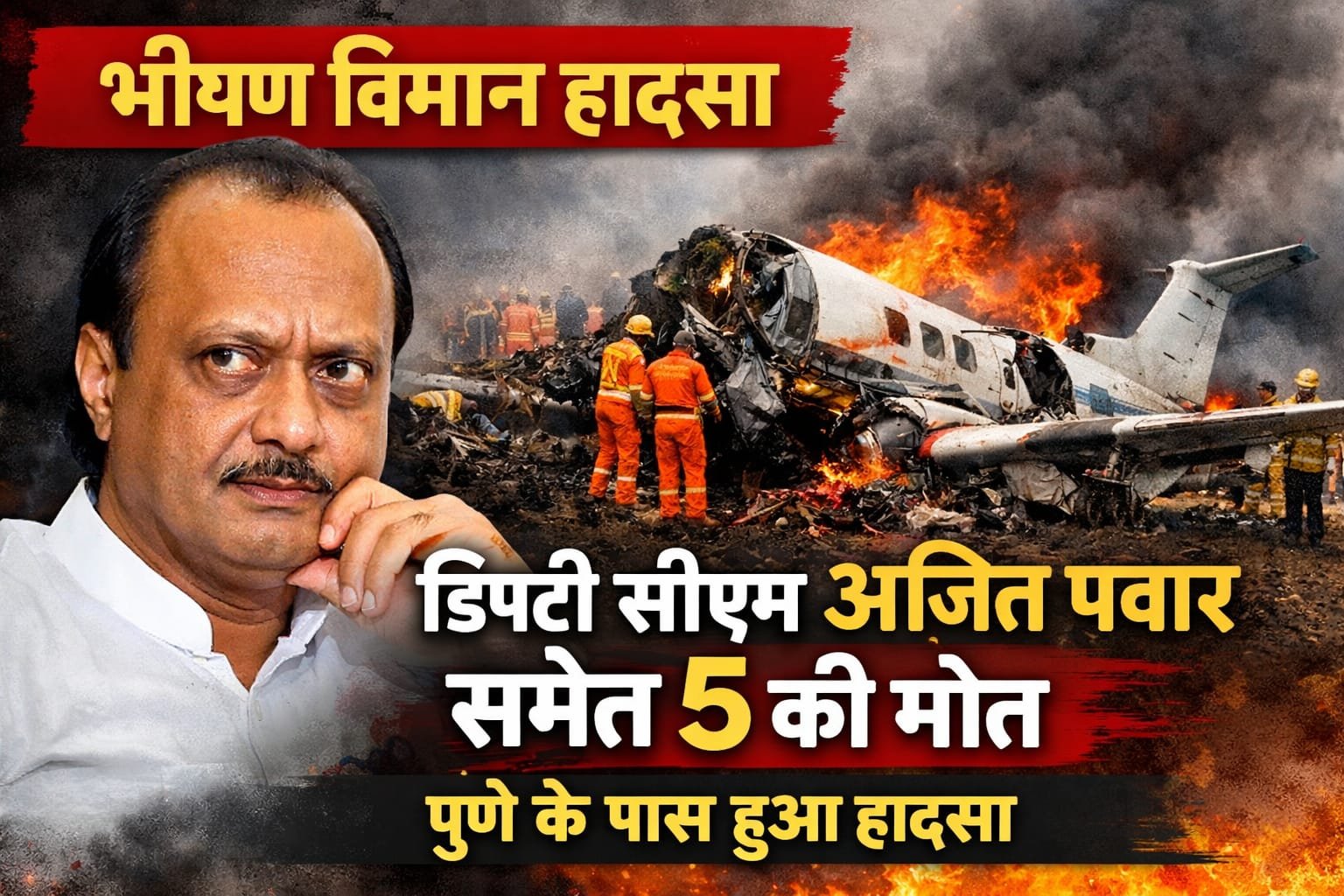 BIG BREAKING: महाराष्ट्र के डिप्टी सीएम अजीत पवार का विमान हादसे में निधन, पुणे के बारामती में हुआ हादसा